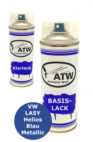 Autolack für VW LA5Y Helios Blau Metallic+400ml Klarlack Set